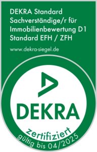Zertifizierter Sachverständige für Wohnenimmobilien. DEKRA zertifiziert.