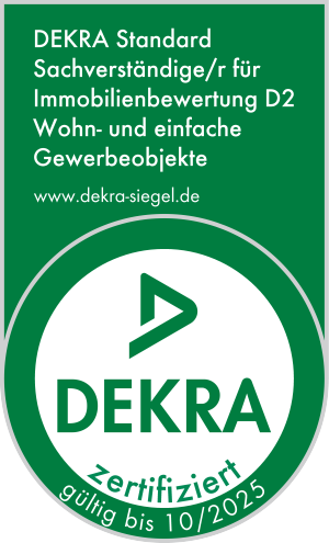 Zertifizierter Sachverständige für Wohnen und Gewerbe, DEKRA zertifiziert.